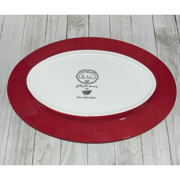 Vtg Tracy Porter “Jolly Ol Snowy” Red Serving Plater 13x 9”  Holiday Decor - Picture 4 of 5